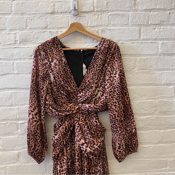 Anthropologie || Ranna Gill Cutout Midi Dress Animal Print Brown Medium NWT - Picture 5 of 10